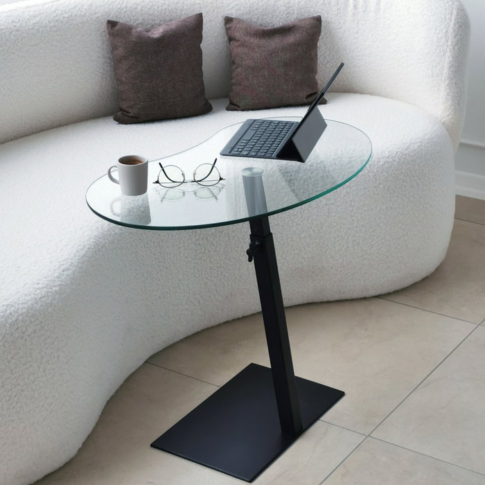 Hanah Home Fagioli - Mesa de centro negra con cristal templado Hanah Home Fagioli - Mesa de centro negra con cristal templado